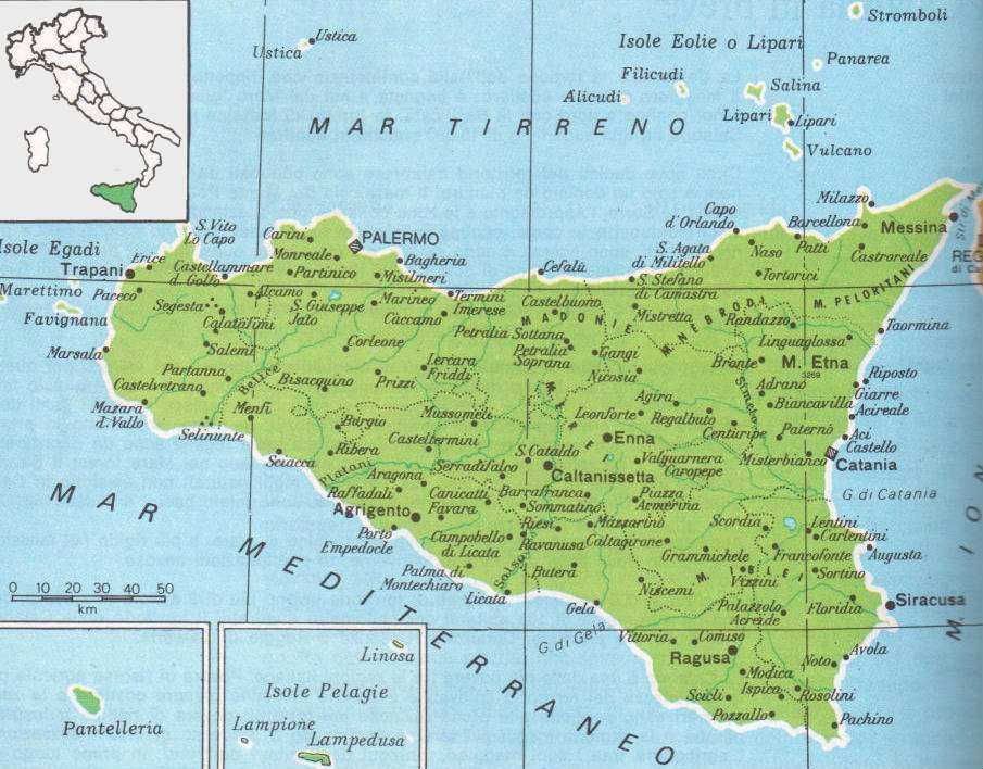 Cartine geografiche della Sicilia (Italia)